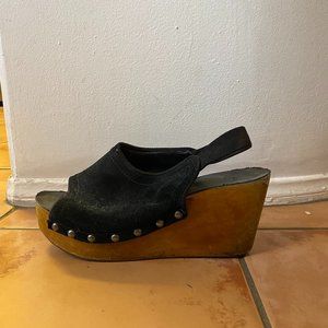 Clog Wood Sandal Wedge